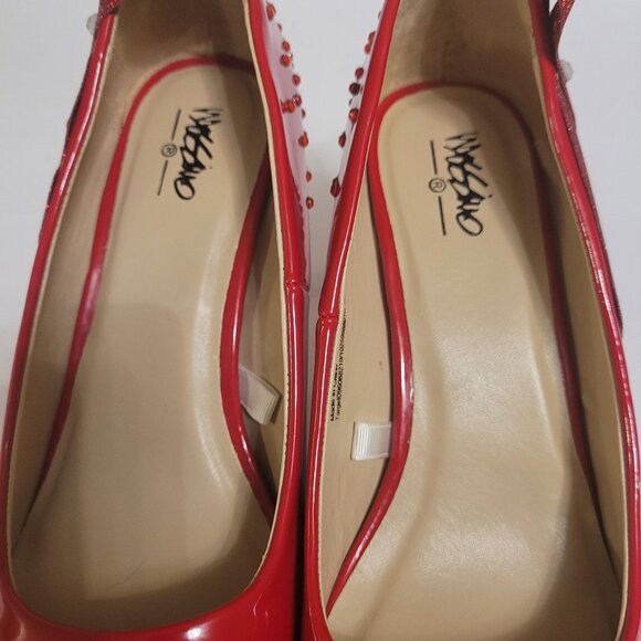 Red Rhinestone Patented Leather Heel - Picture 2 of 5